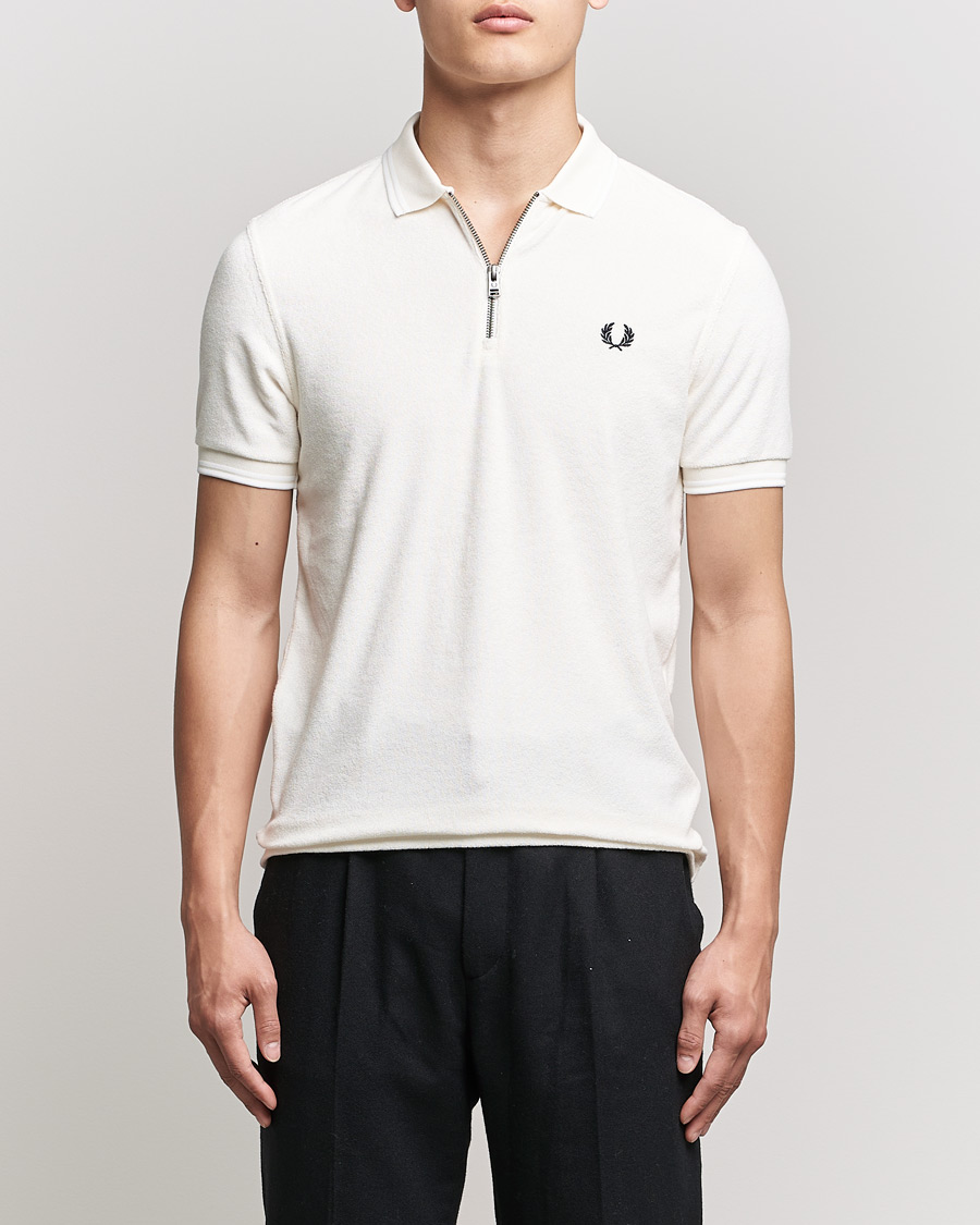 Herre | Pikéer | Fred Perry | Towelling Zip Neck Polo Ecru