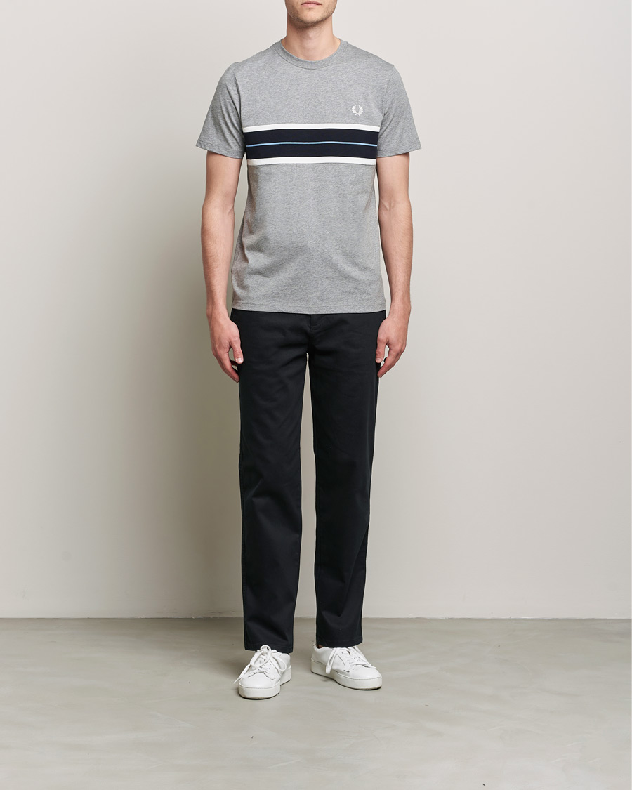 Herre | T-Shirts | Fred Perry | Tram Line Pannel Tee Steel Marl