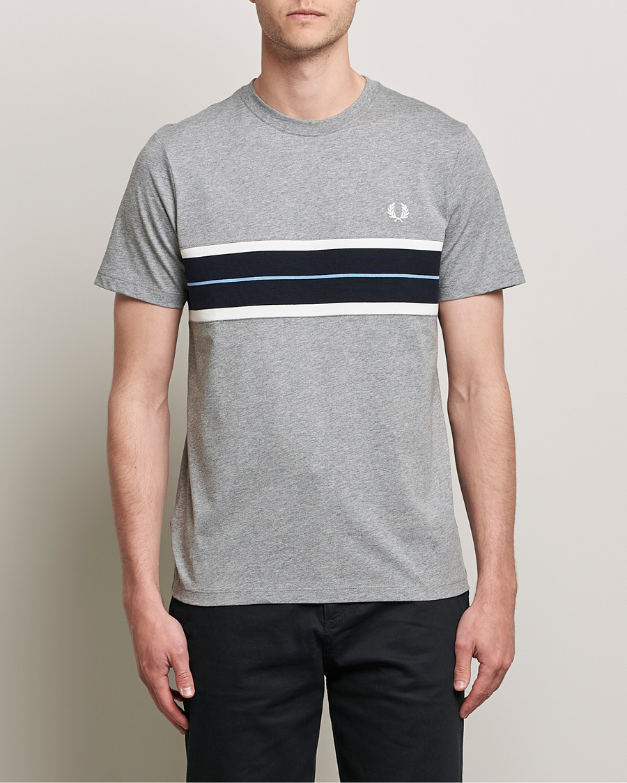 Herre | T-Shirts | Fred Perry | Tram Line Pannel Tee Steel Marl