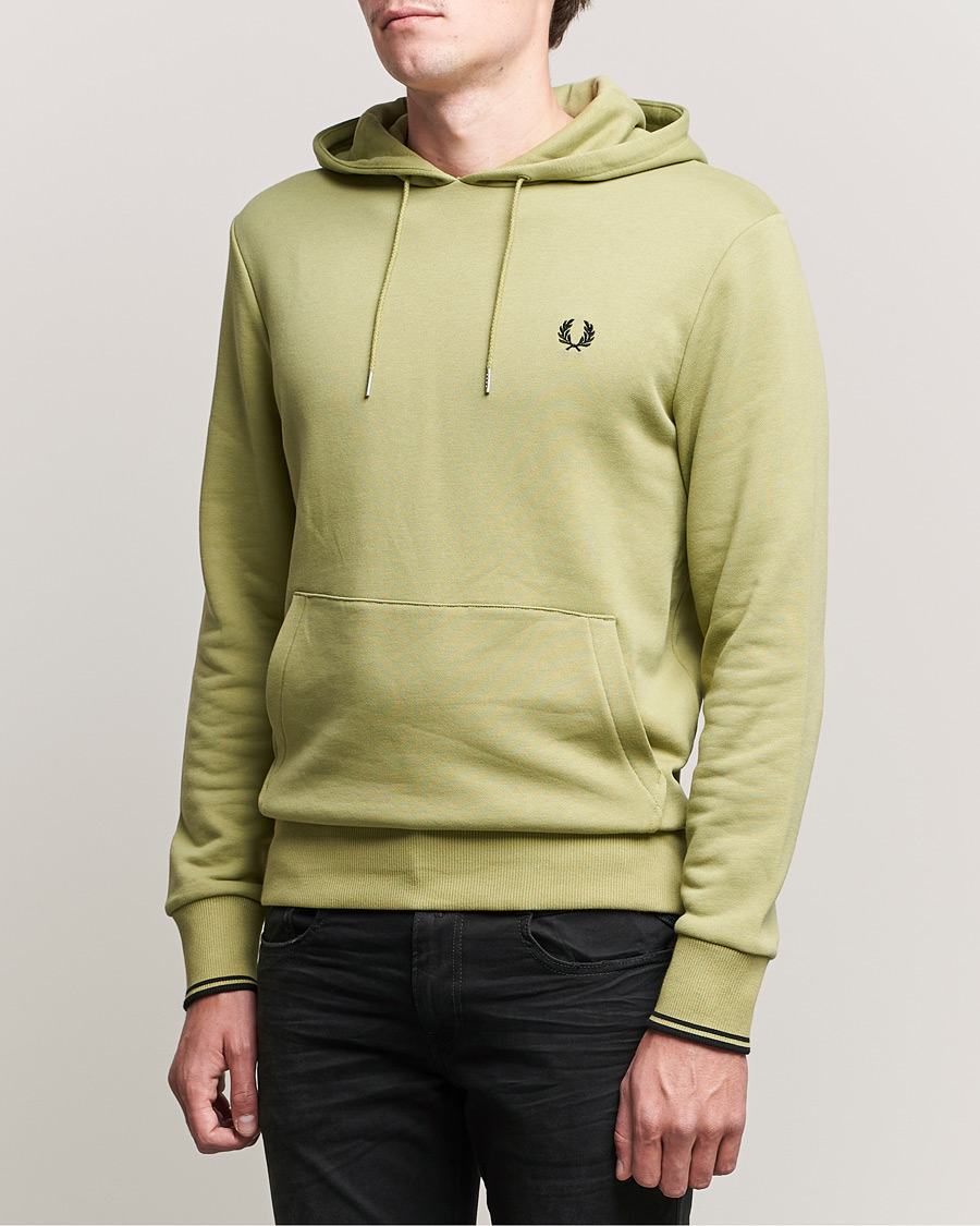 Herre | | Fred Perry | Tipped Hooded Sweatshirt Sage Green