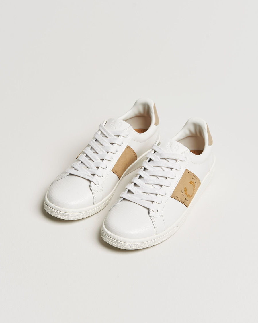 Herre | Fred Perry B721 Pique Embossed Leather Sneaker Porcelain | Fred Perry | B721 Pique Embossed Leather Sneaker Porcelain