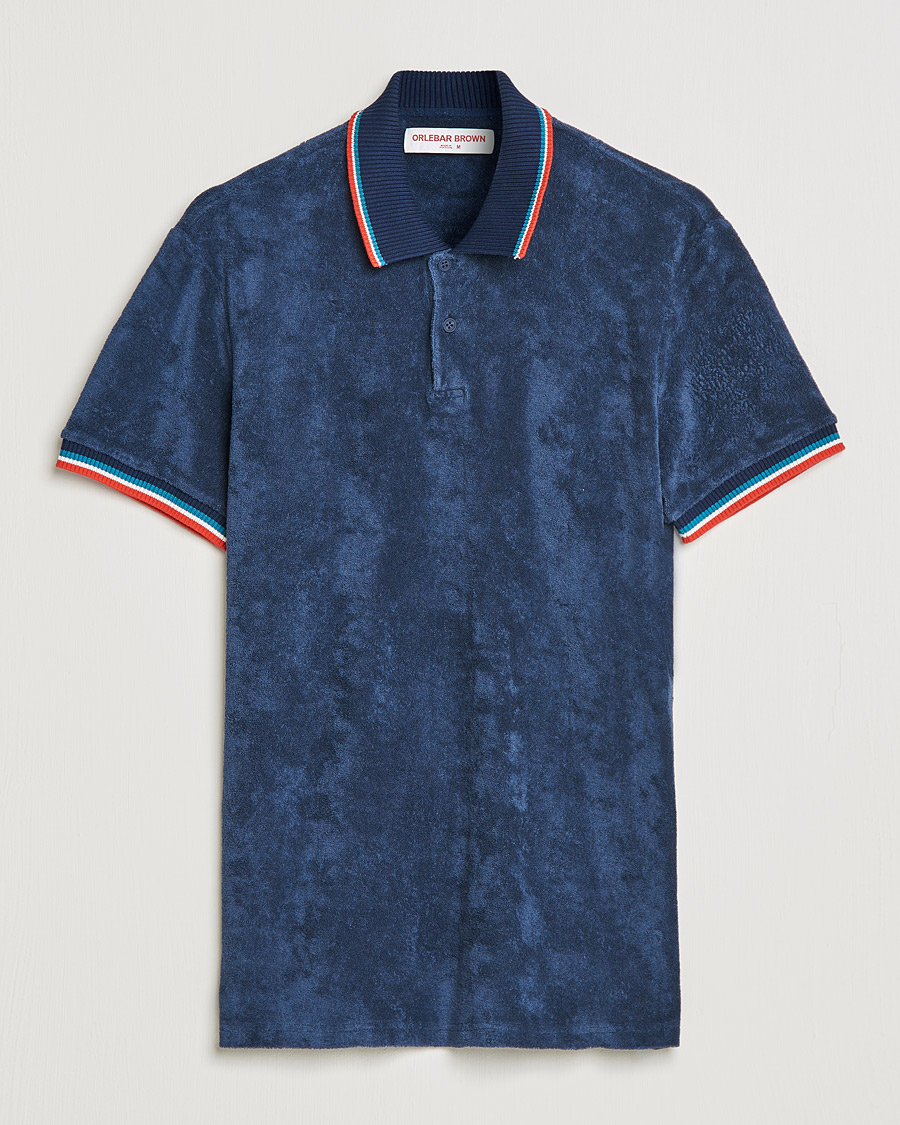 Herre | Pikéer | Orlebar Brown | Jarrett Towelling Striped Tipping Polo Navy