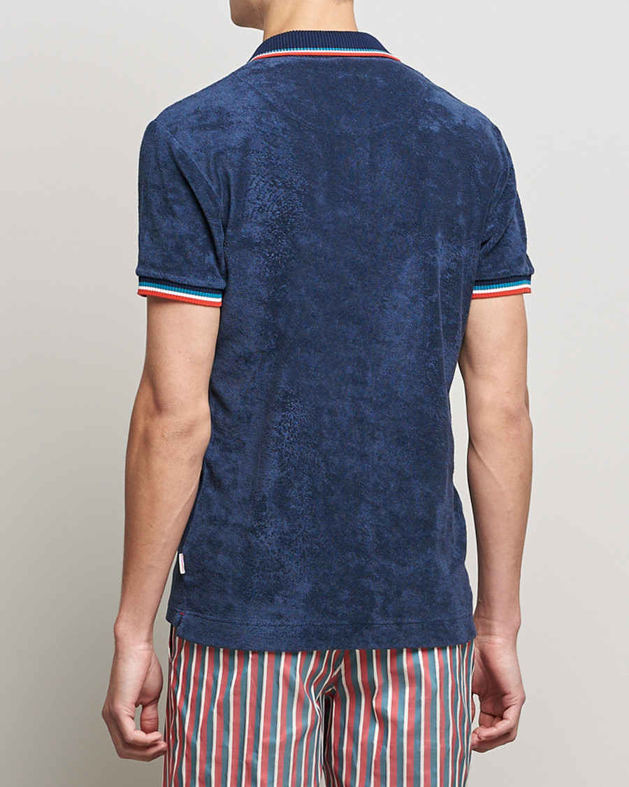Herre | Pikéer | Orlebar Brown | Jarrett Towelling Striped Tipping Polo Navy