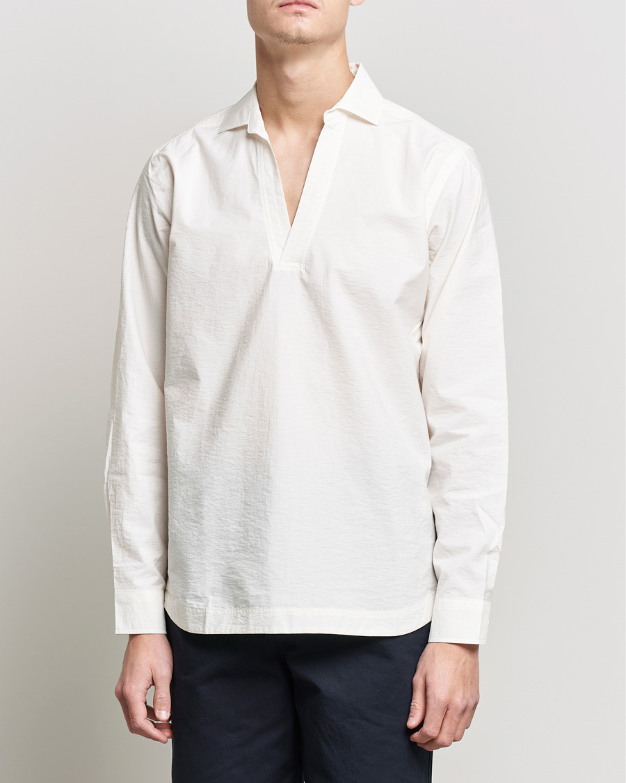 Herre | Skjorter | Orlebar Brown | Ridley Resort Collar Cotton Shirt White Sand