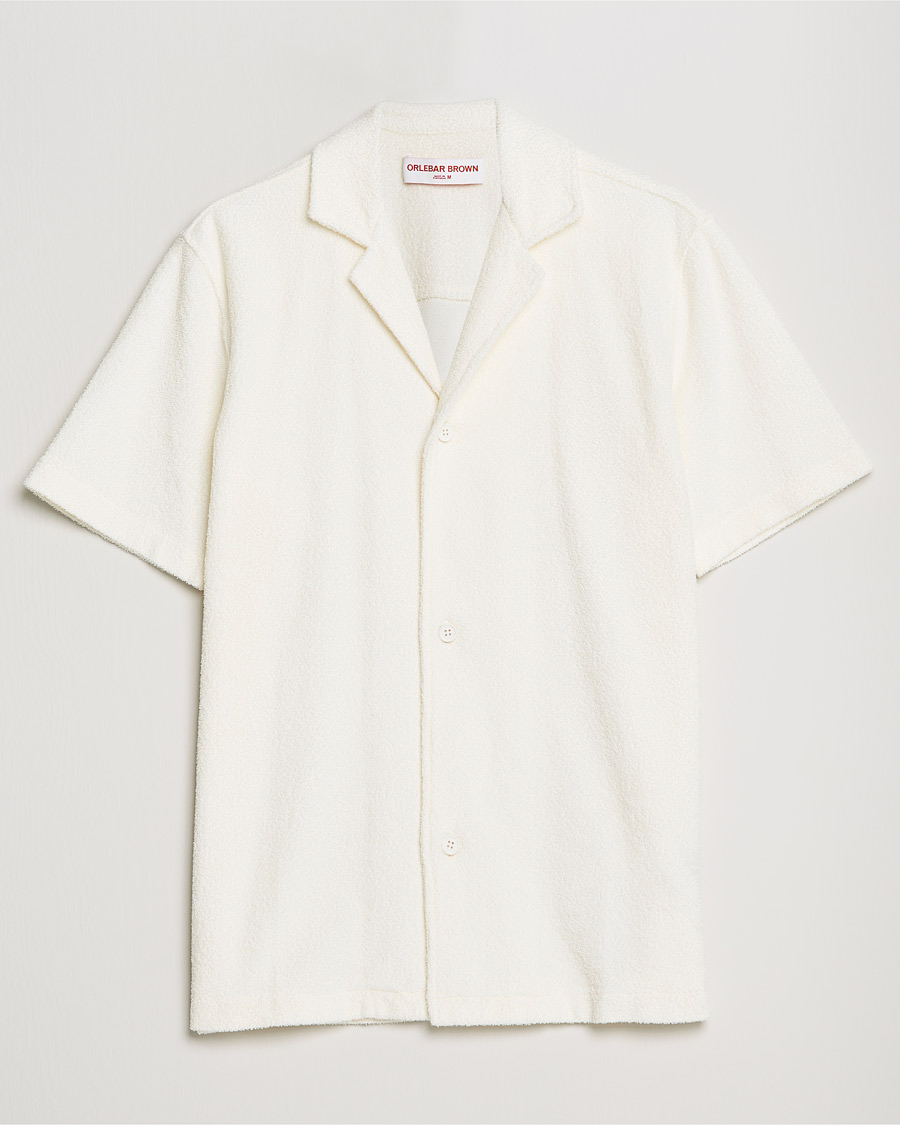 Herre | Skjorter | Orlebar Brown | Howell Short Sleeve light Towelling Shirt White Sand