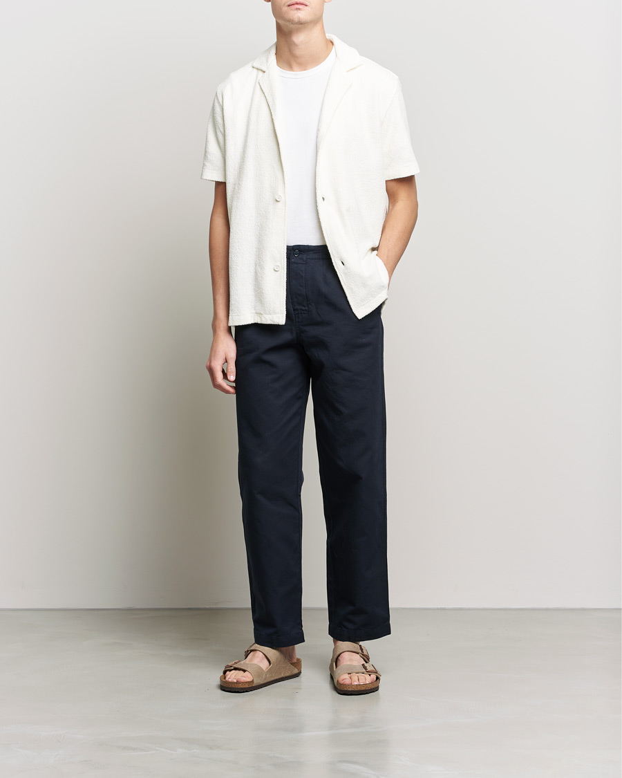 Herre | Skjorter | Orlebar Brown | Howell Short Sleeve light Towelling Shirt White Sand
