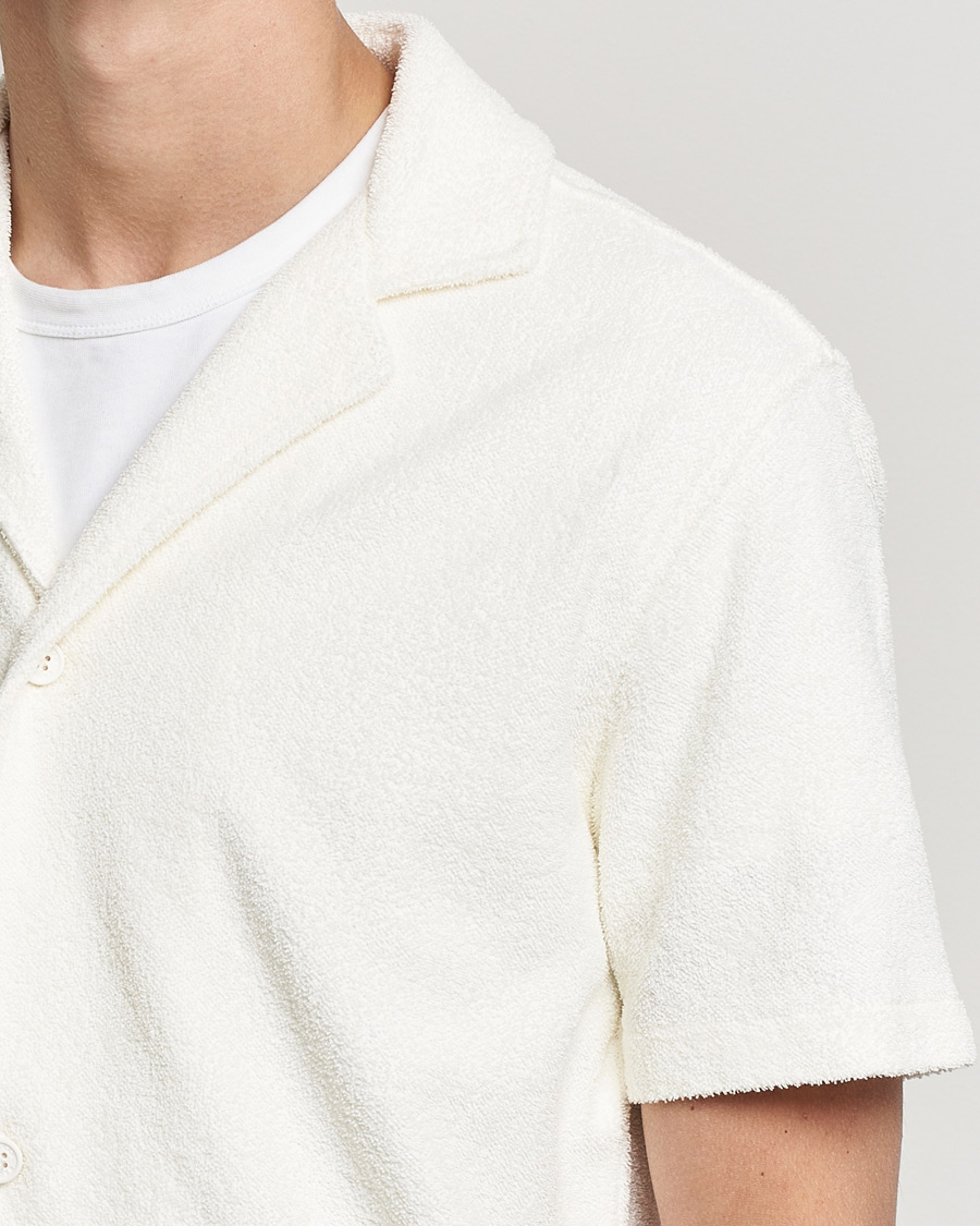 Herre | Skjorter | Orlebar Brown | Howell Short Sleeve light Towelling Shirt White Sand