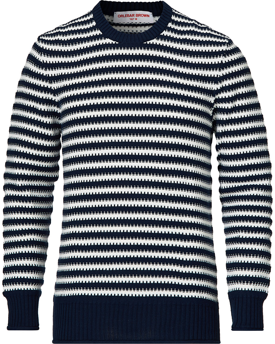 Herre | Gensere | Orlebar Brown | Ned Classic Stripe Organic Cotton Jumper Navy/White Sand