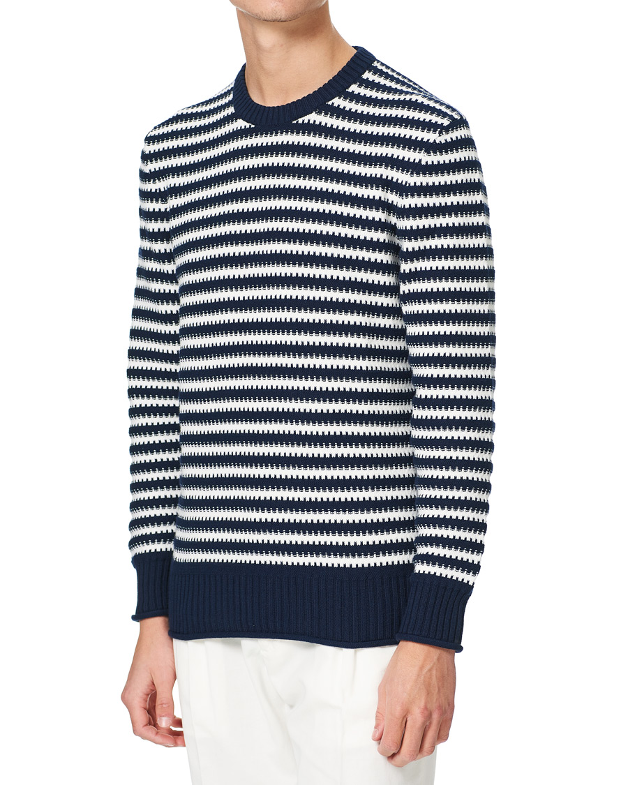 Herre | Gensere | Orlebar Brown | Ned Classic Stripe Organic Cotton Jumper Navy/White Sand