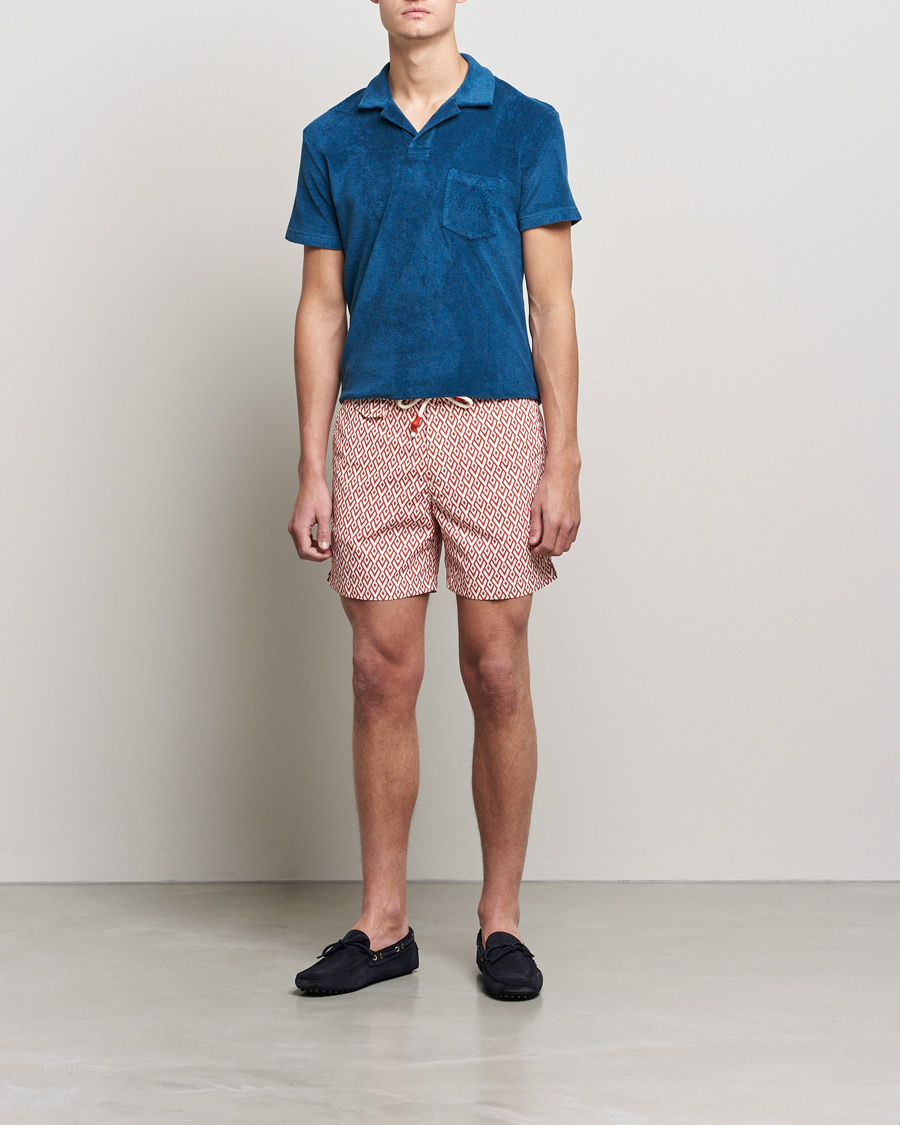 Herre | Badeshorts | Orlebar Brown | Standard Cano Printed Swimshorts Summer Red/Cloud