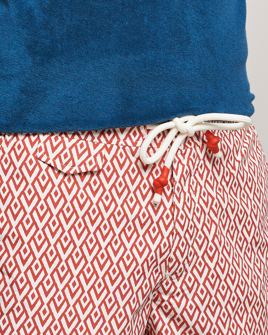 Herre | Badeshorts | Orlebar Brown | Standard Cano Printed Swimshorts Summer Red/Cloud