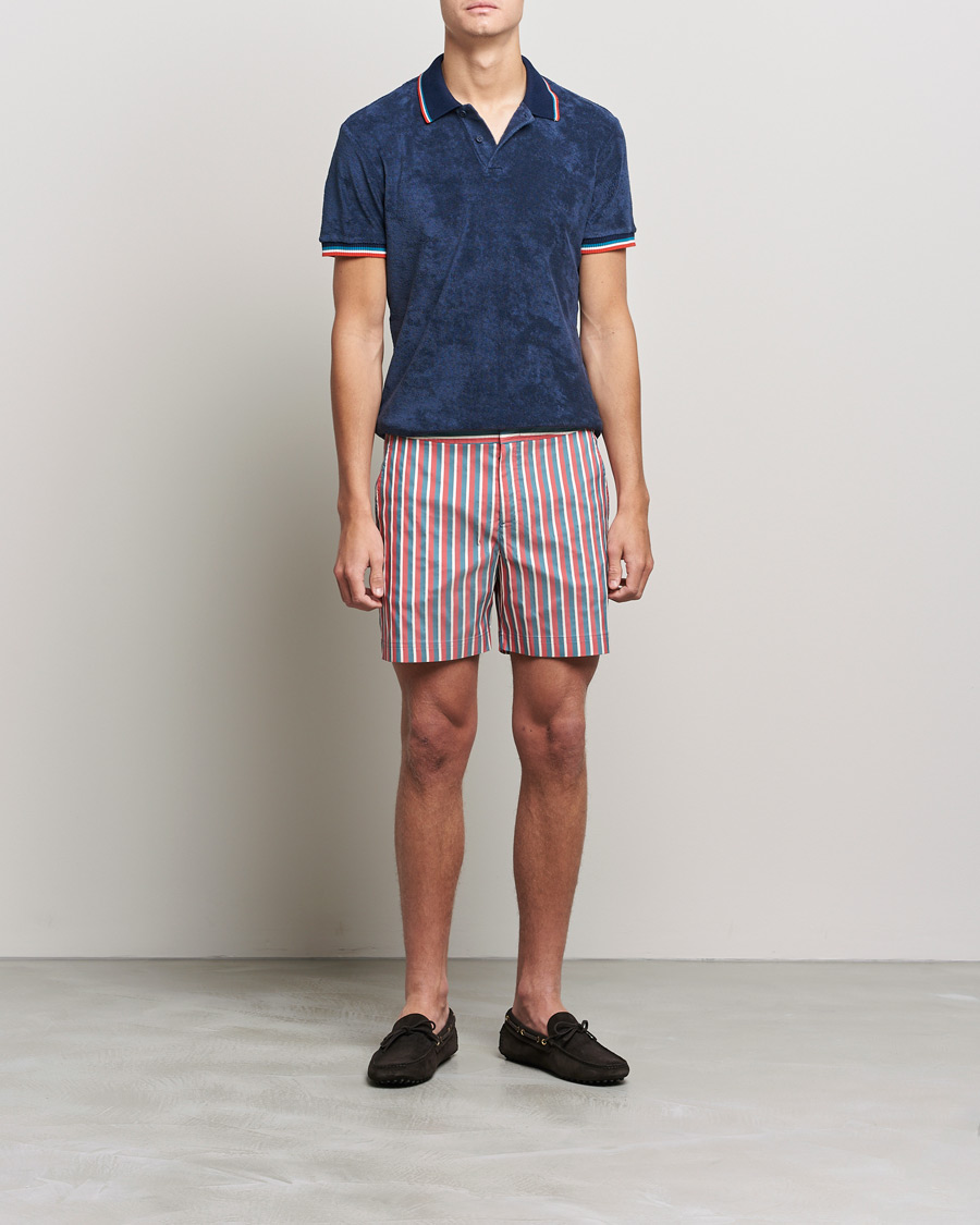 Herre | Badeshorts | Orlebar Brown | Bulldog OB Stripe Swimshorts Summer Red/Marina Aqua