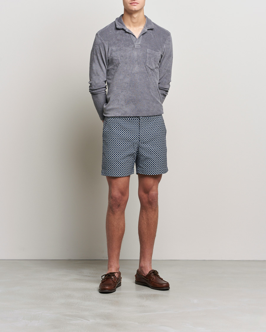 Herre | Badeshorts | Orlebar Brown | Bulldog Seglas Jacquard Swimshorts Night Iris/Cloud