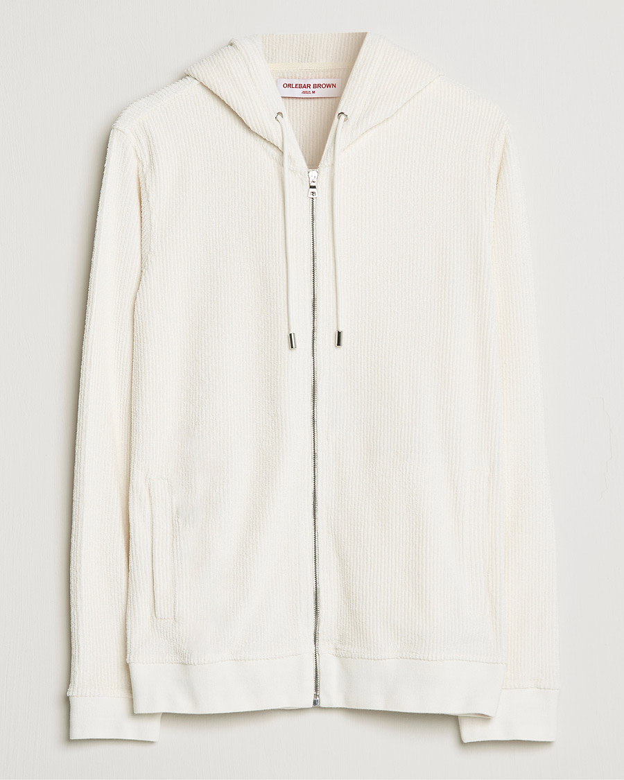 Herre | Gensere | Orlebar Brown | Matthers DN Towelling Racked Zip Hood White Sand