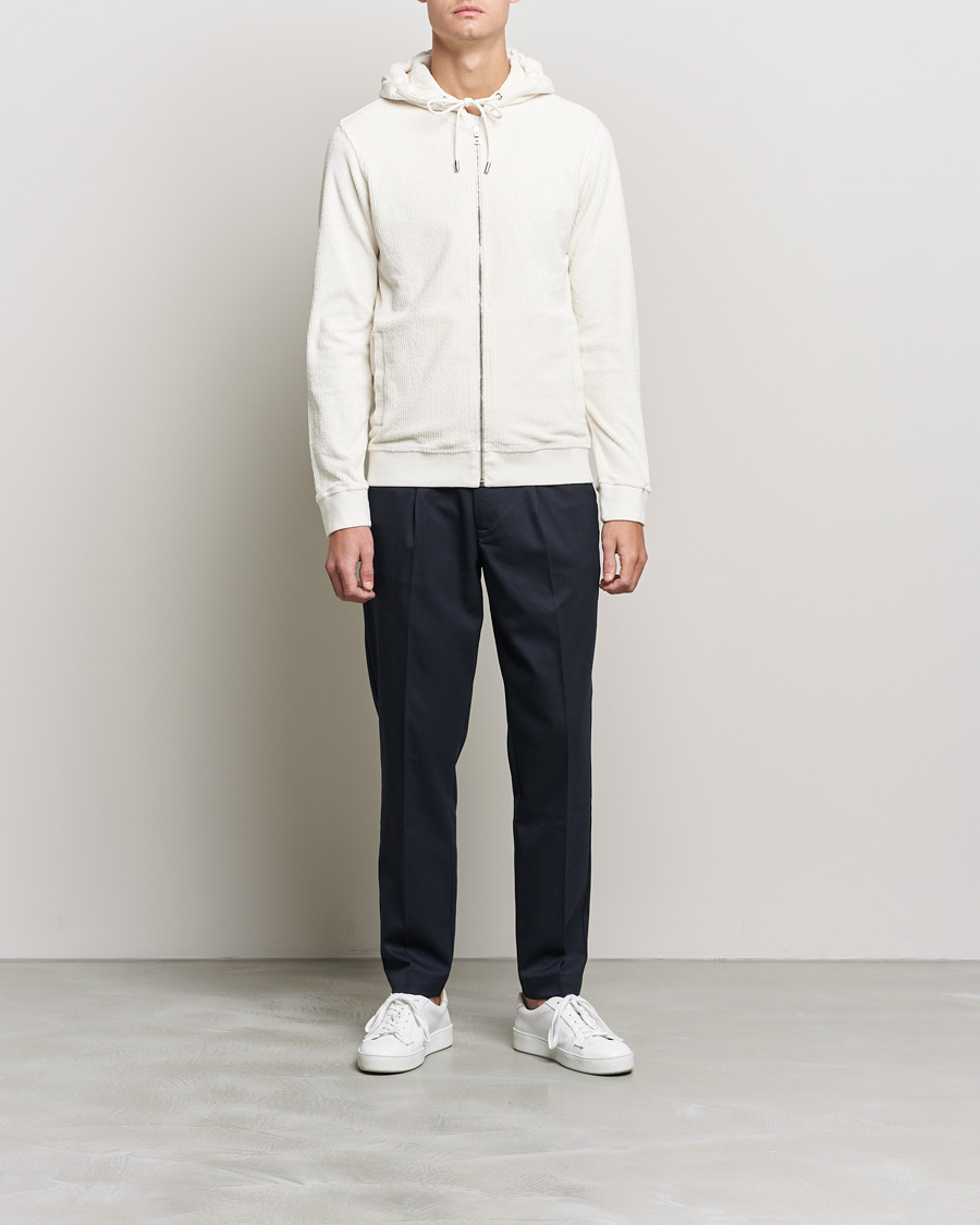 Herre | Gensere | Orlebar Brown | Matthers DN Towelling Racked Zip Hood White Sand