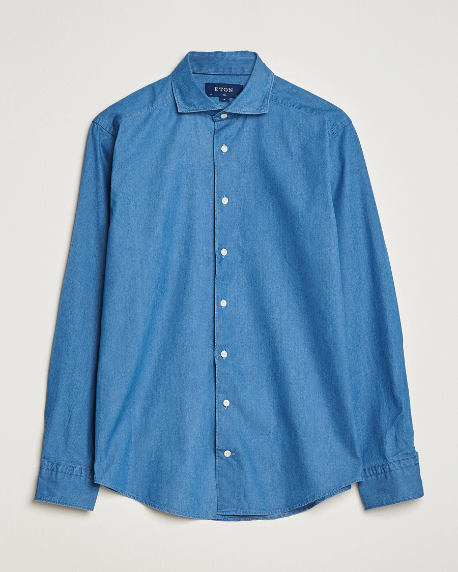 Herre | Jeansskjorter | Eton | Lightweight Casual Fit Denim Shirt Blue
