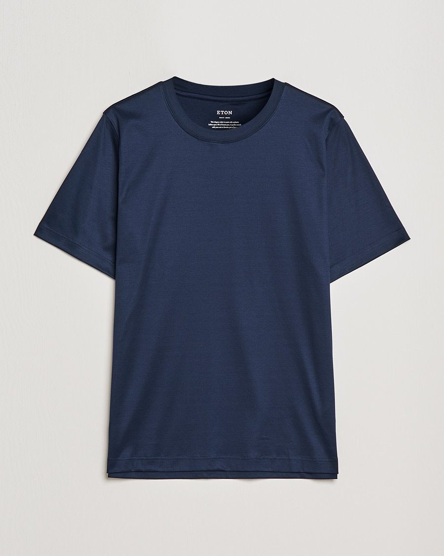 Herre |  | Eton | Filo Di Scozia Cotton T-Shirt Navy