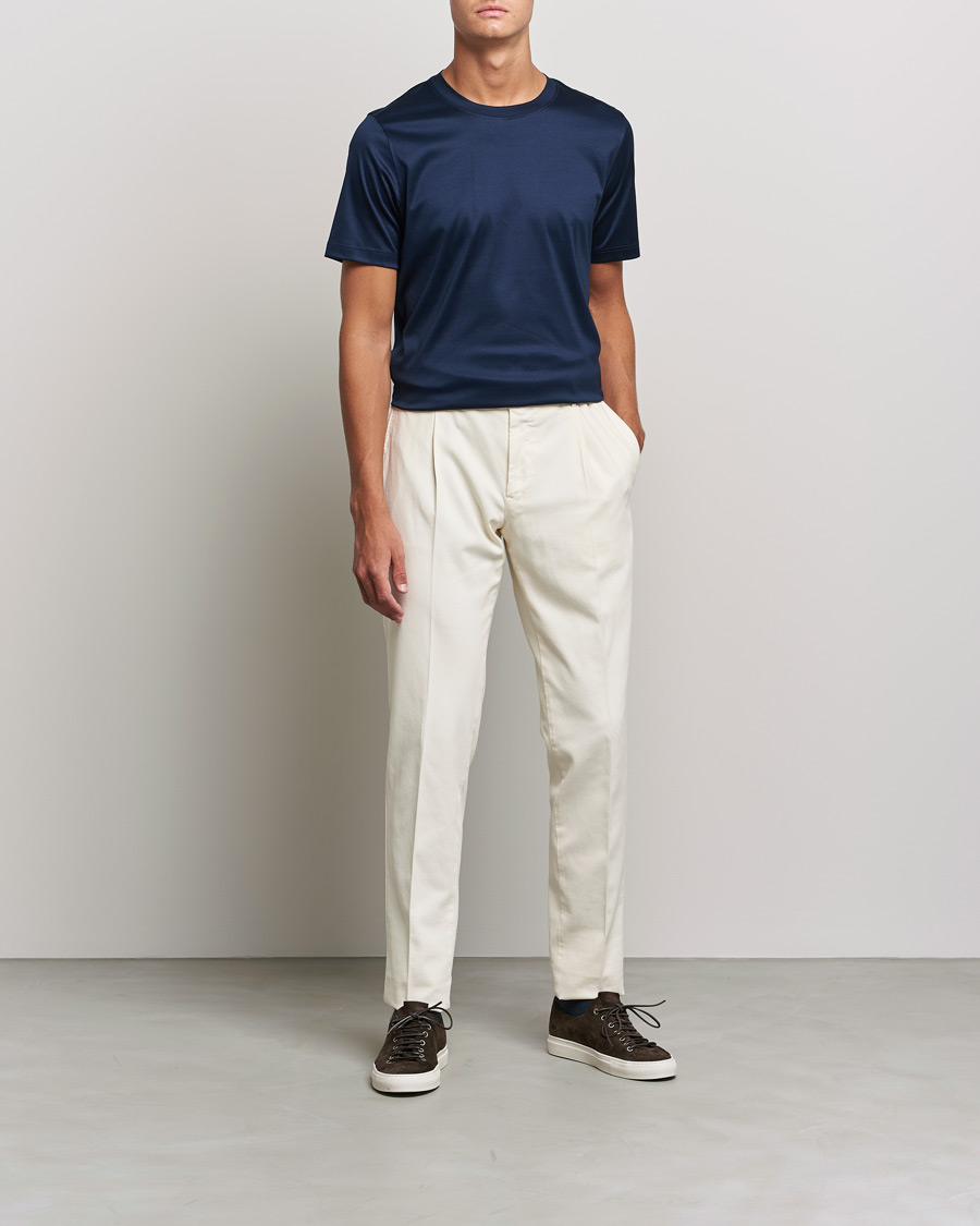 Herre | T-Shirts | Eton | Filo Di Scozia Cotton T-Shirt Navy