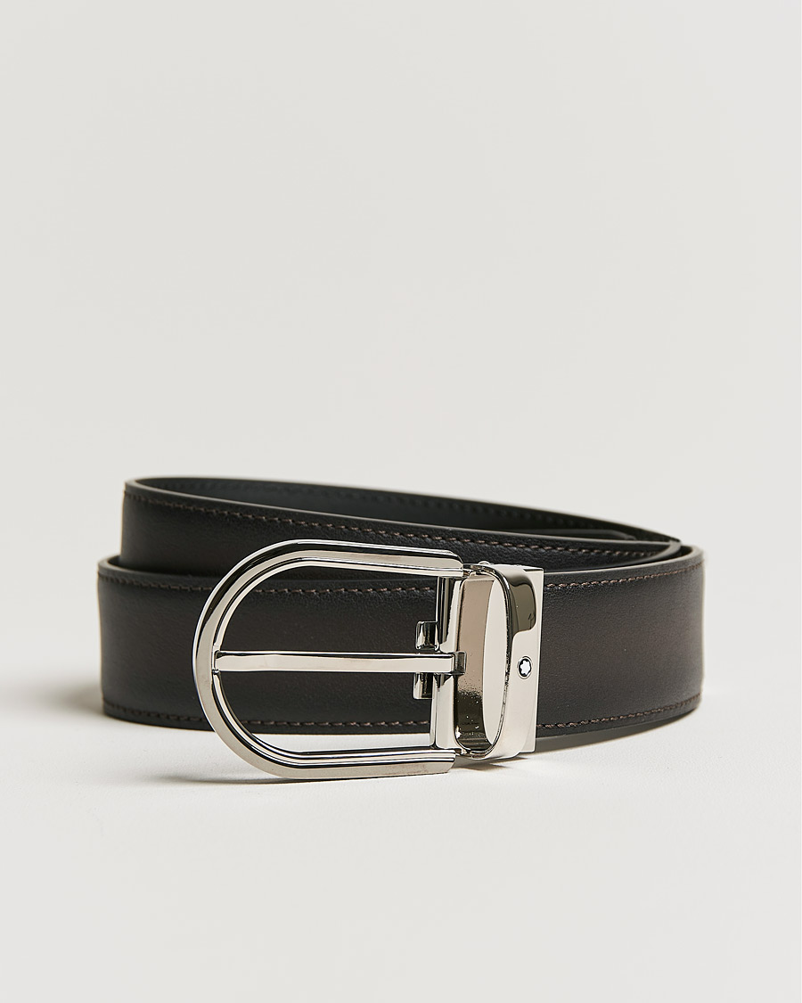 Herre | Belter | Montblanc | Horseshoe Buckle Grey 35 mm Leather Belt Grey