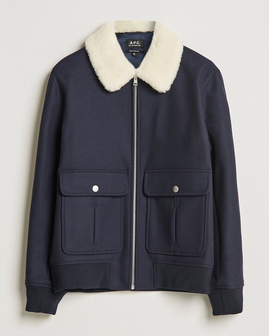 Herre | Jakker | A.P.C. | Ben Shearling Bomber Jacket Navy