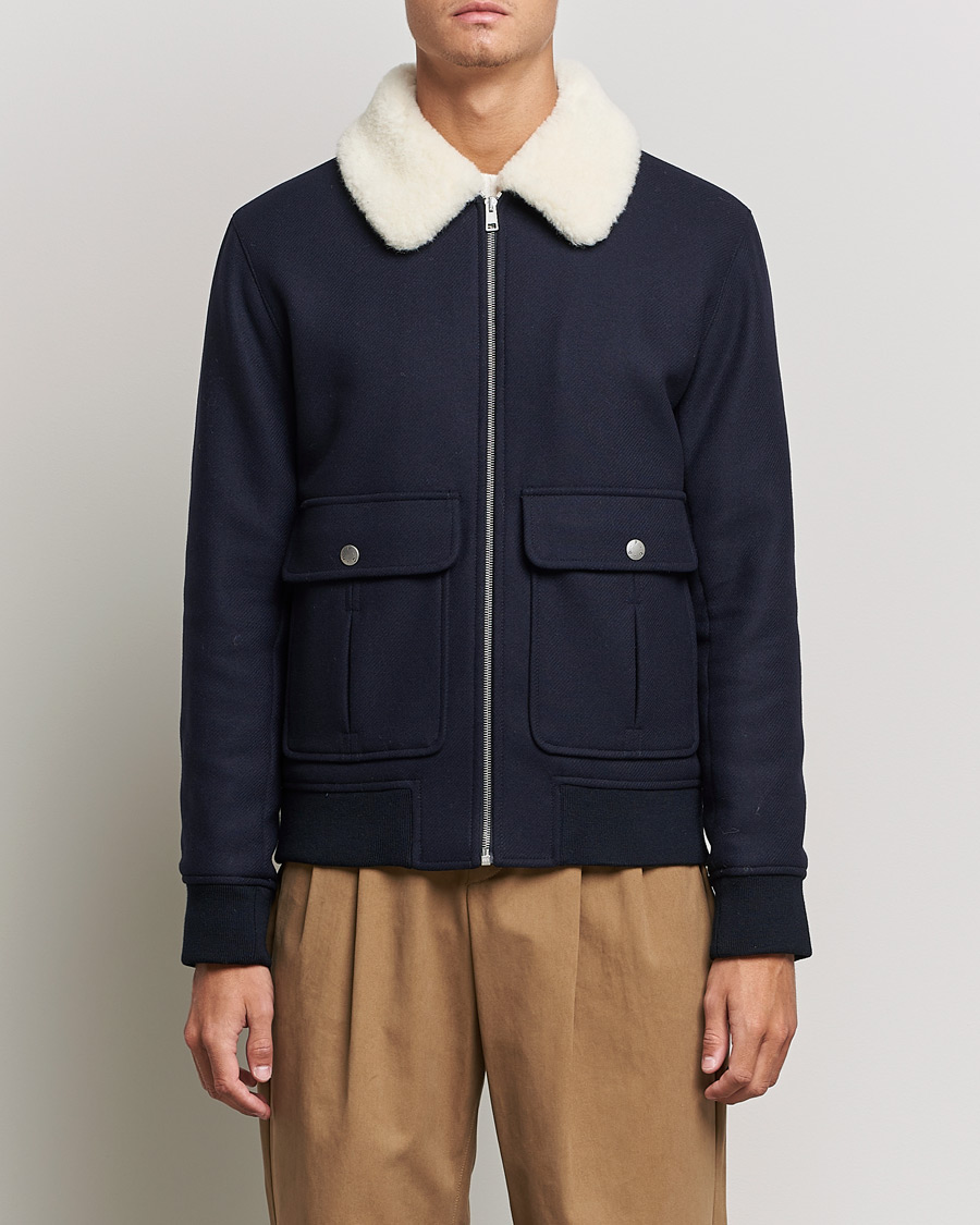 Herre | Jakker | A.P.C. | Ben Shearling Bomber Jacket Navy