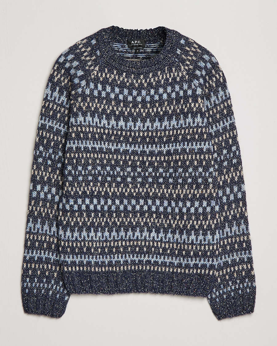 Herre | Gensere | A.P.C. | Leonard Jacquard Pullover Blue Heather
