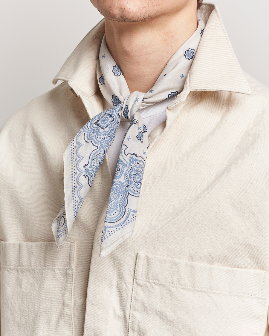 Herre | Amanda Christensen Cotton Voilé Printed Medallion Bandana Cream | Amanda Christensen | Cotton Voilé Printed Medallion Bandana Cream