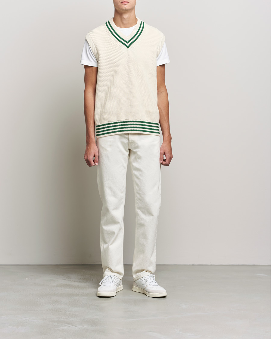 Herre | Gensere | GANT | Ribbed Cricket Knitted Slipover Creme
