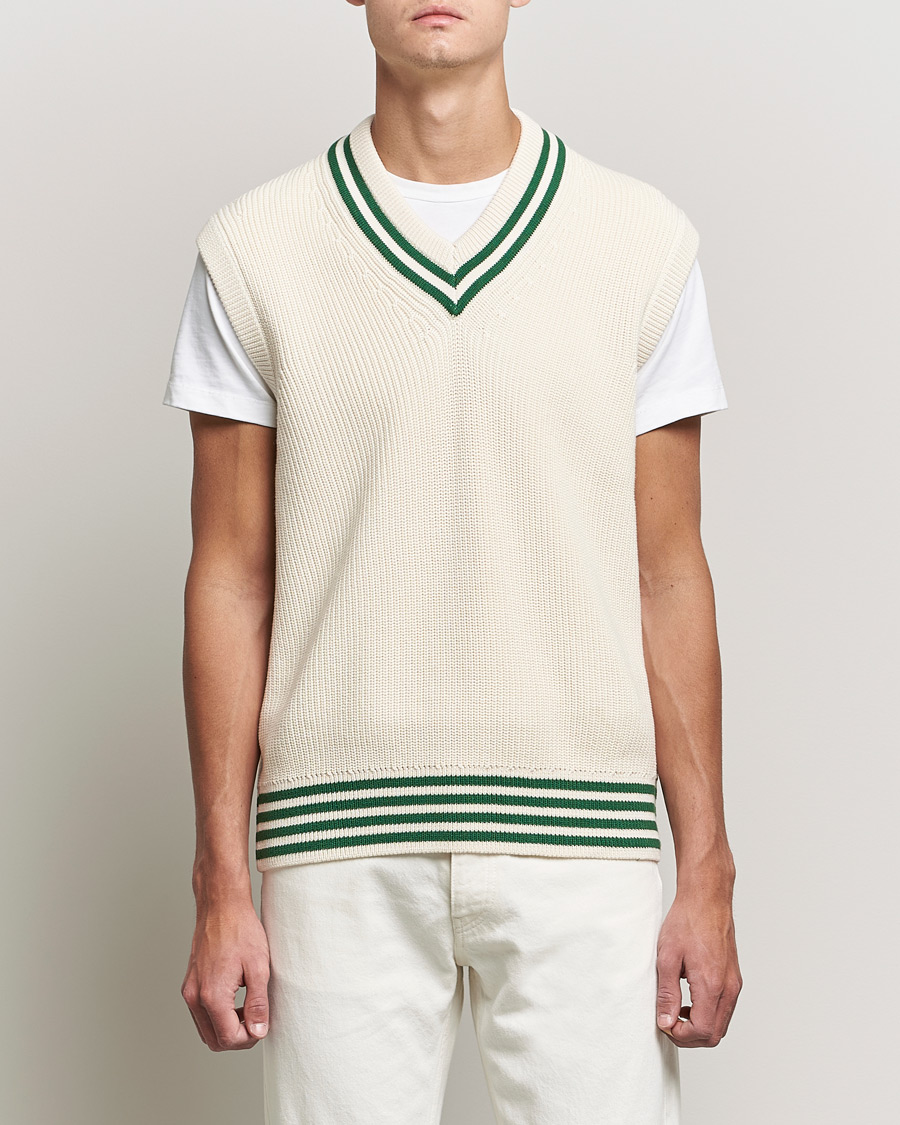 Herre | Gensere | GANT | Ribbed Cricket Knitted Slipover Creme