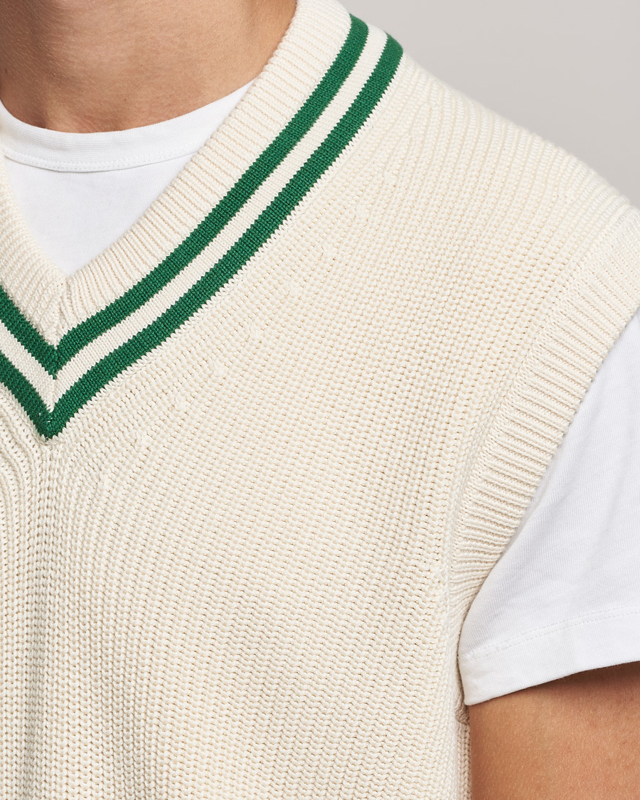 Herre | Gensere | GANT | Ribbed Cricket Knitted Slipover Creme
