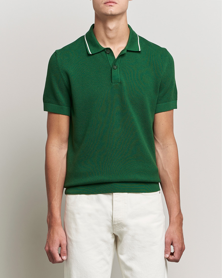 Herre | Pikéer | GANT | Textured Knitted Polo Forest Green
