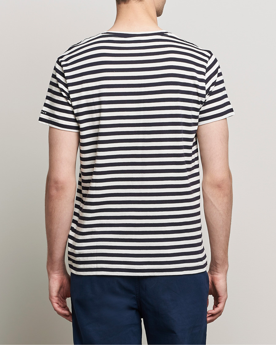 Herre | T-Shirts | GANT | Striped Crew Neck Tee Evening Blue