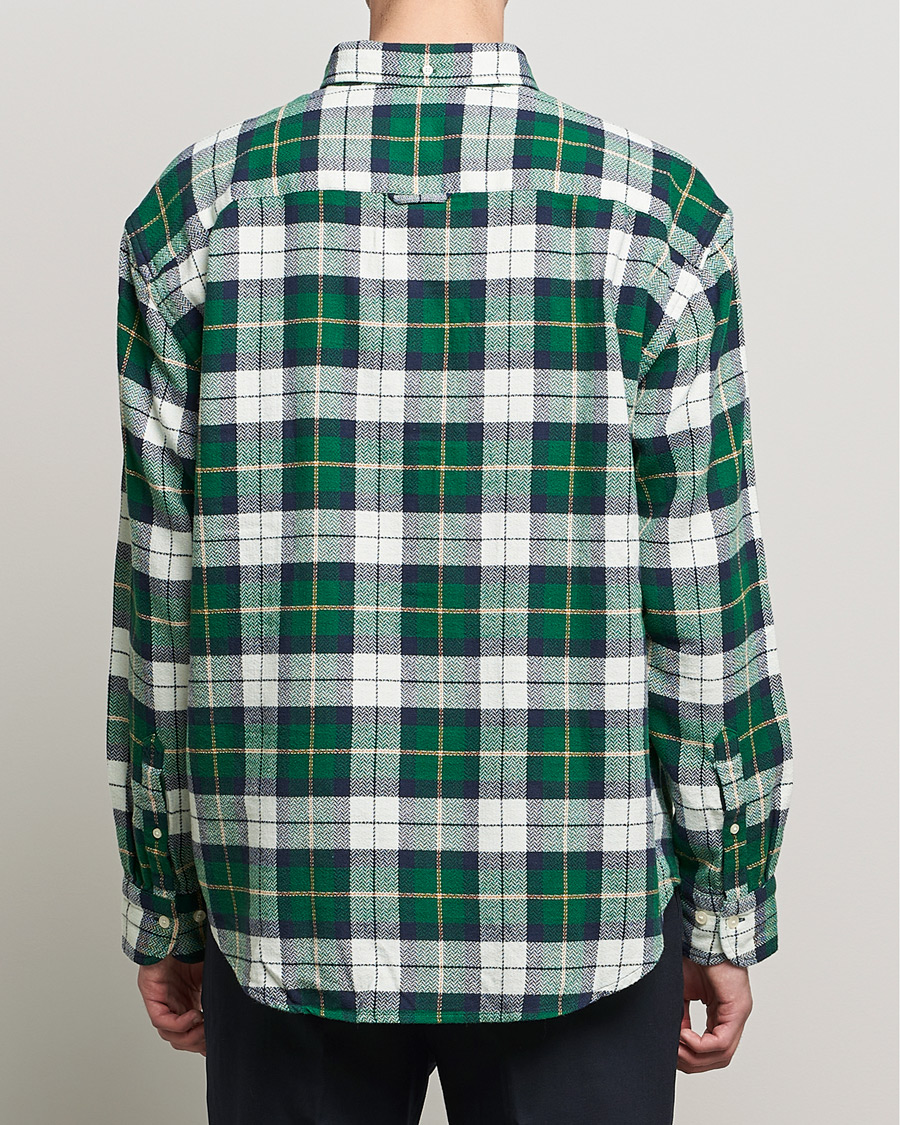 Herre | Skjorter | GANT | Relaxed Textured Checked Shirt Forest Green