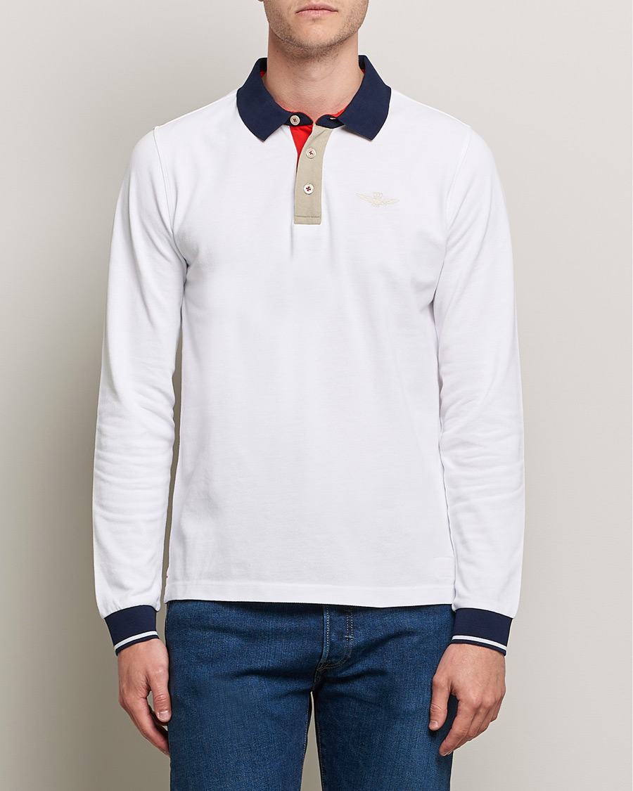 Herre | | Aeronautica Militare | Long Sleeve Collor Polo Off White