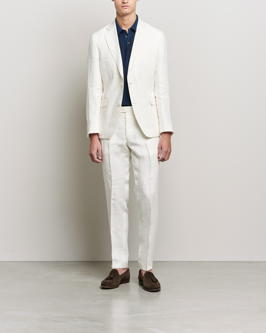 Herre | Linbukser | Oscar Jacobson | Denz Linen Trousers White