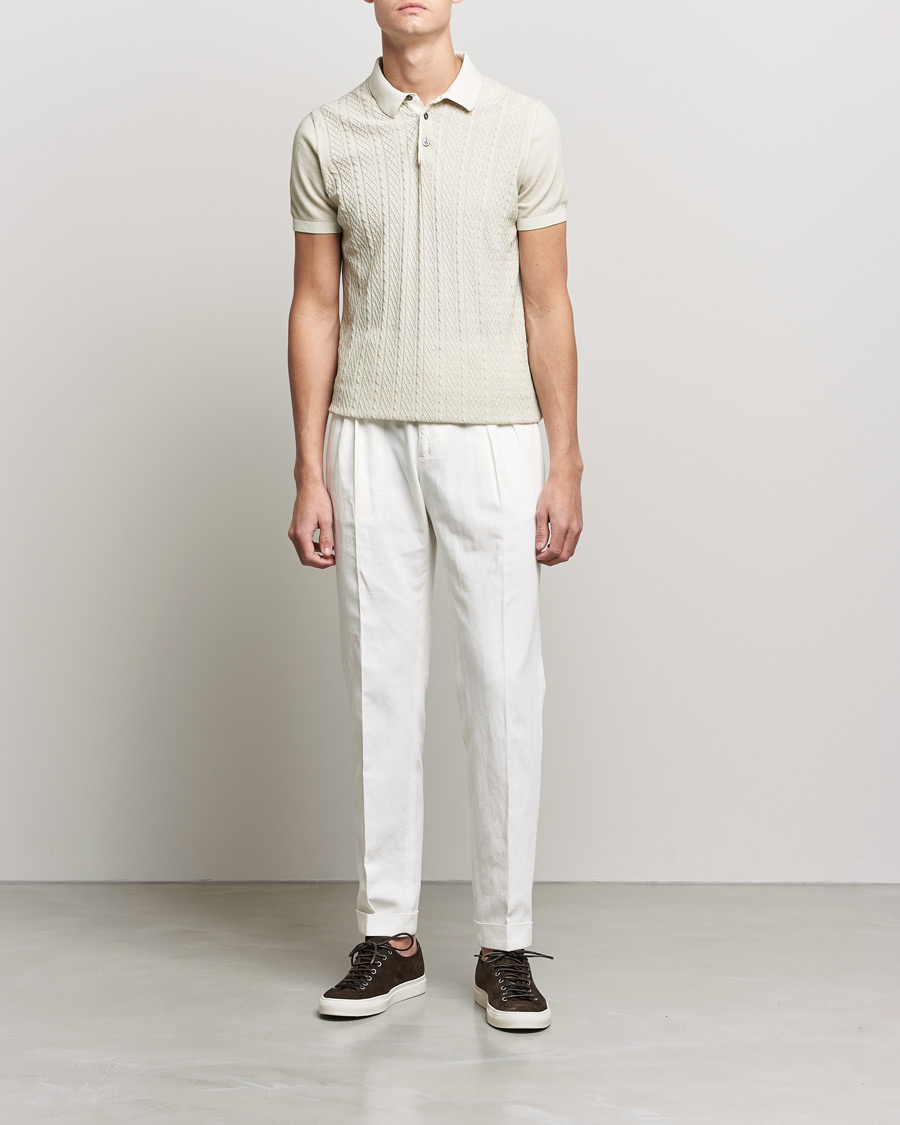 Herre |  | Oscar Jacobson | Bard Knitted Cotton Crepe Polo Creme