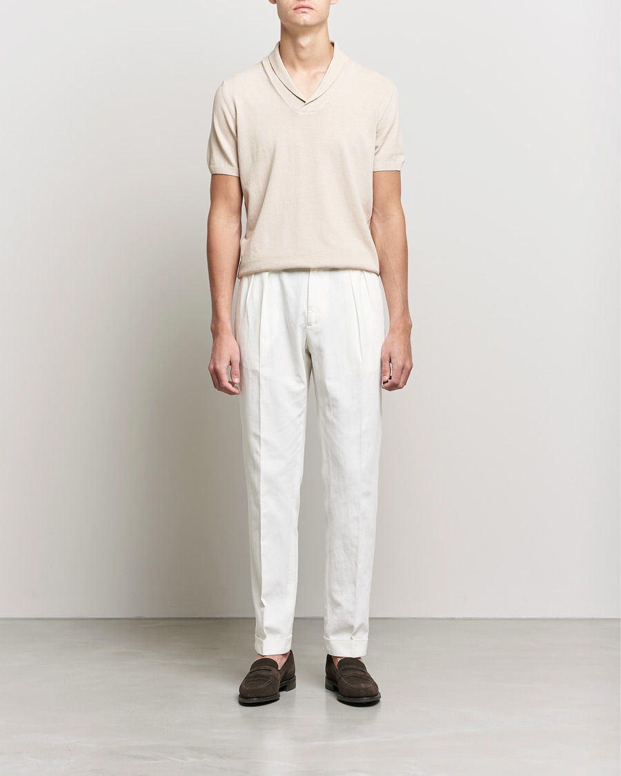 Herre | Pikéer | Oscar Jacobson | Rollo GD Shawl Collar Cotton Polo Beige