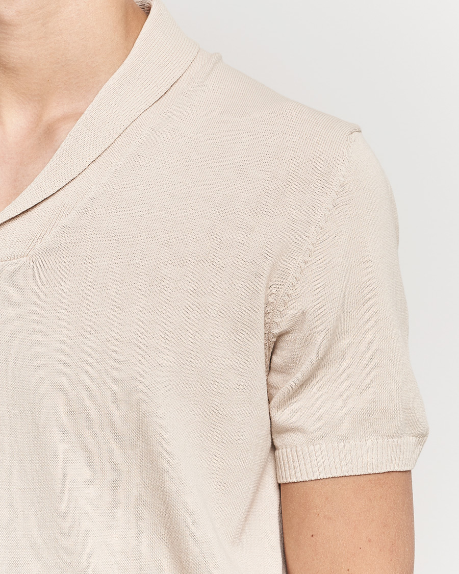Herre | Pikéer | Oscar Jacobson | Rollo GD Shawl Collar Cotton Polo Beige