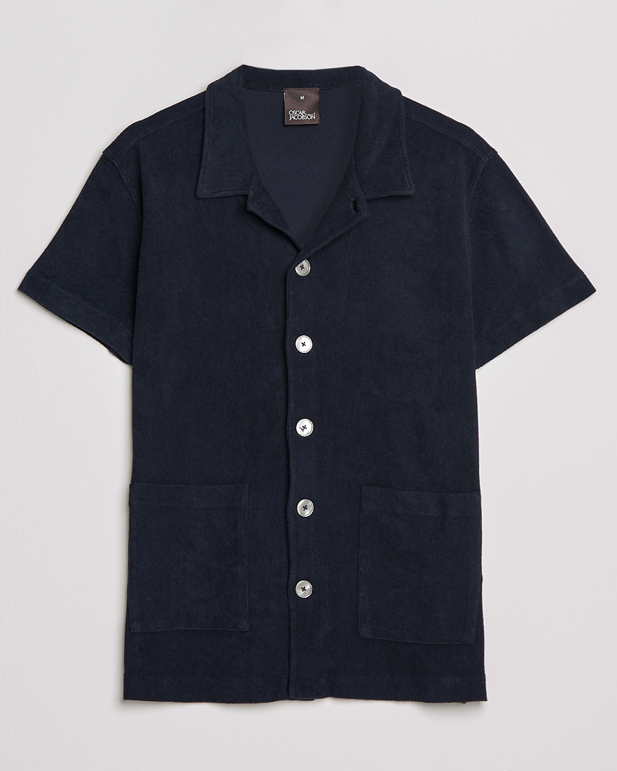 Herre | Pikéer | Oscar Jacobson | Alwin Terry Short Sleeve Safari Polo Night Blue