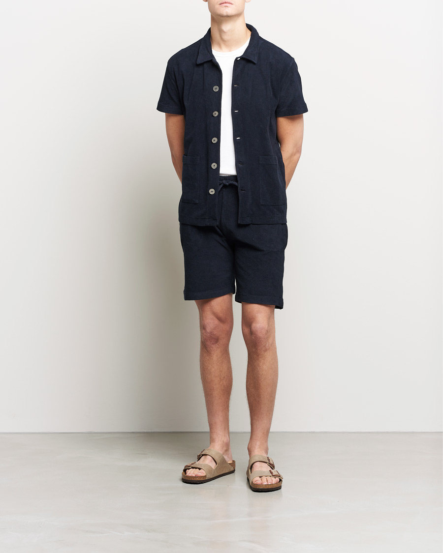 Herre | Pikéer | Oscar Jacobson | Alwin Terry Short Sleeve Safari Polo Night Blue