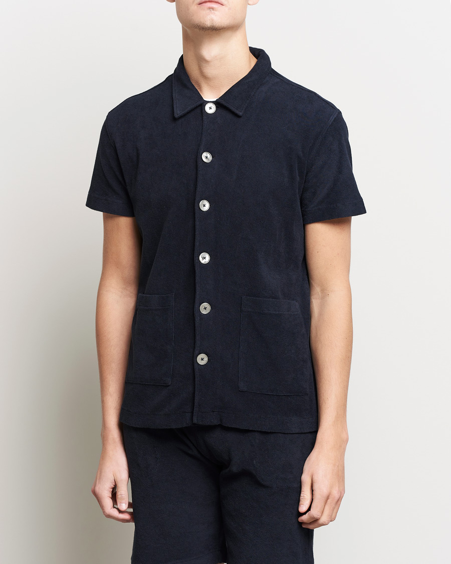 Herre | Pikéer | Oscar Jacobson | Alwin Terry Short Sleeve Safari Polo Night Blue