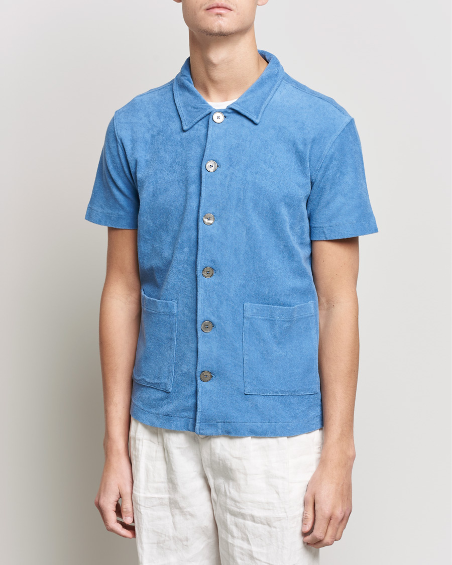 Herre | Pikéer | Oscar Jacobson | Alwin Terry Short Sleeve Safari Polo Blue