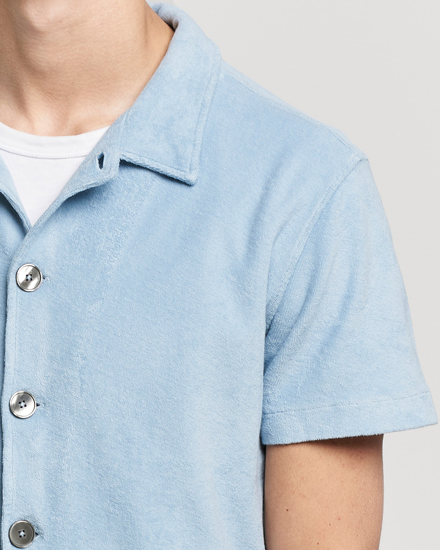Herre | Pikéer | Oscar Jacobson | Alwin Terry Short Sleeve Safari Polo Smog Blue