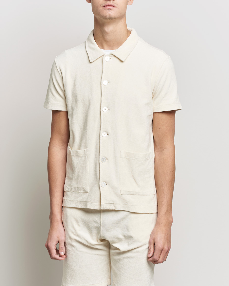 Herre | Pikéer | Oscar Jacobson | Alwin Terry Short Sleeve Safari Polo Creme
