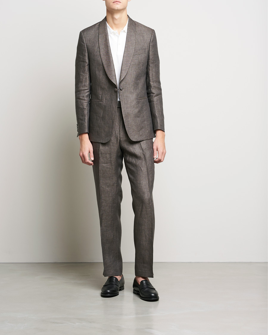 Herre | Dresser | Oscar Jacobson | Figaro Linen Tuxedo Brown