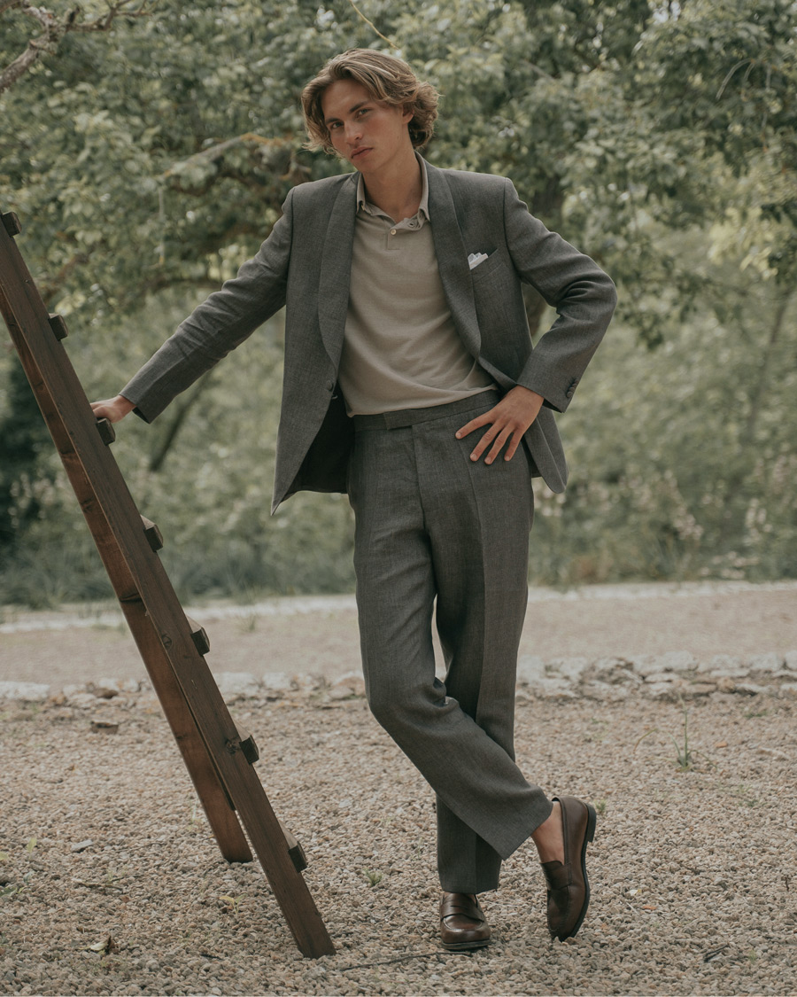 Herre | Dresser | Oscar Jacobson | Figaro Linen Tuxedo Brown