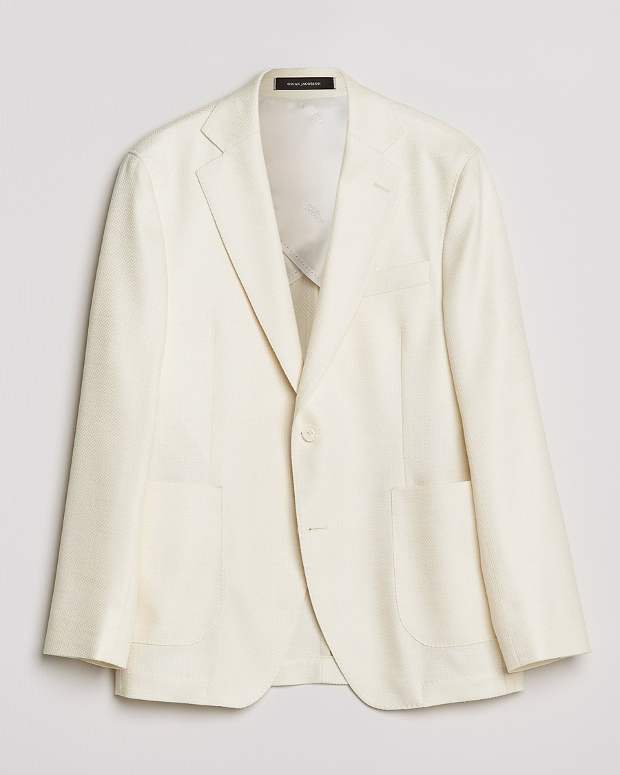 Herre | Dressjakker | Oscar Jacobson | Ferry Merino/Silk Patch Pocket Blazer Creme
