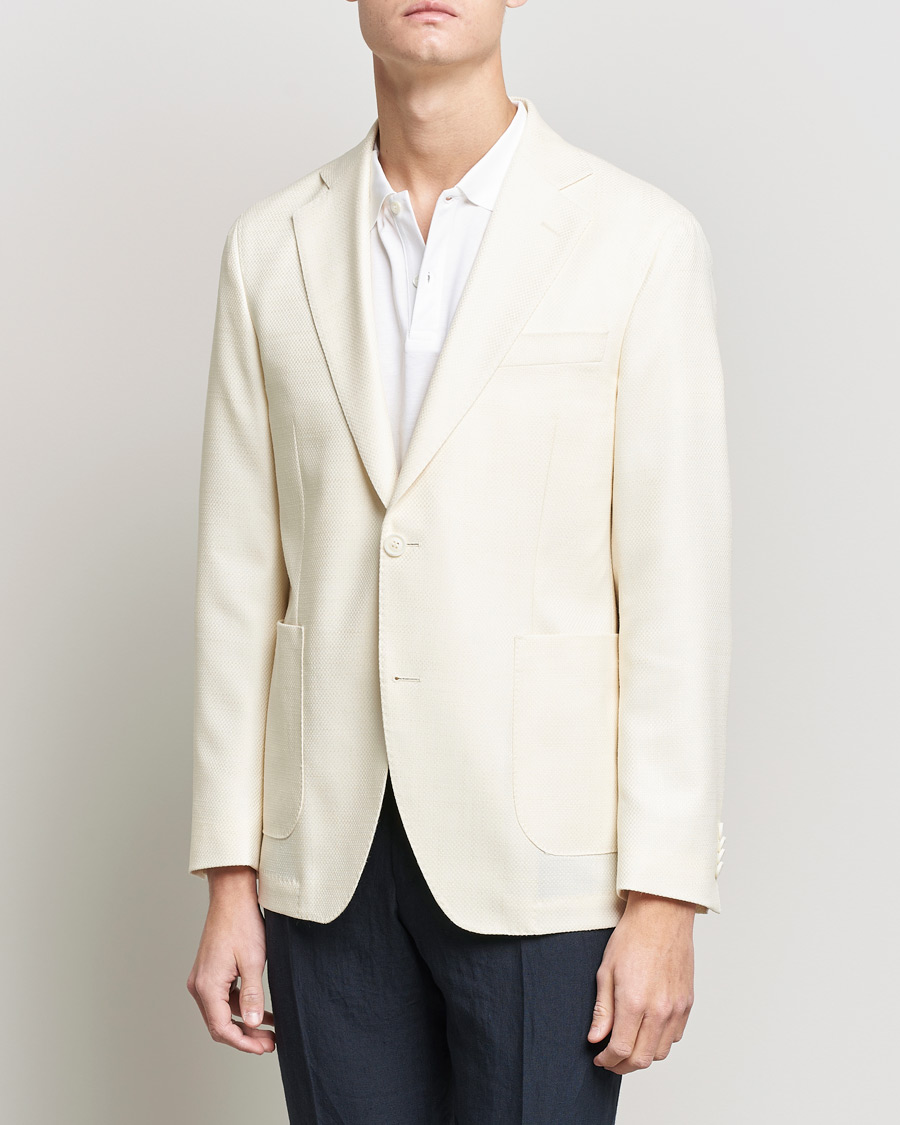 Herre | Dressjakker | Oscar Jacobson | Ferry Merino/Silk Patch Pocket Blazer Creme