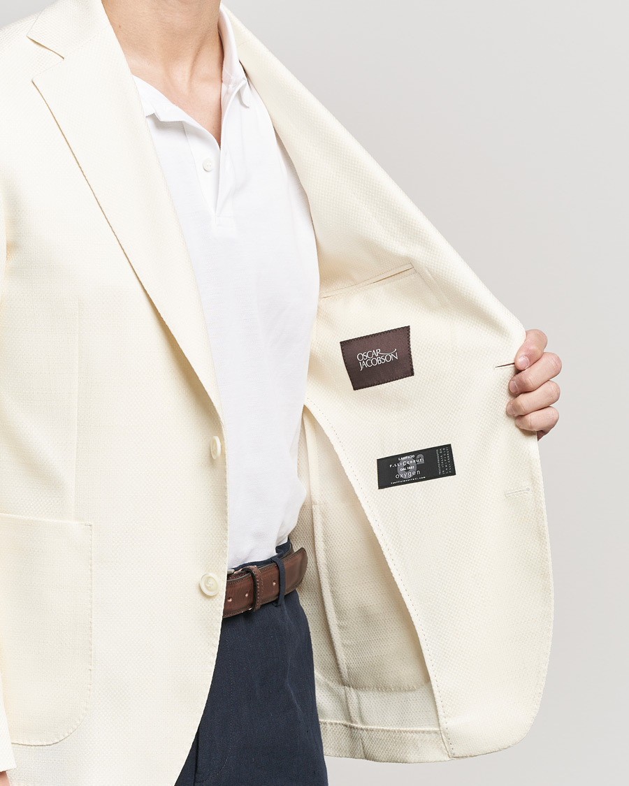 Herre | Dressjakker | Oscar Jacobson | Ferry Merino/Silk Patch Pocket Blazer Creme