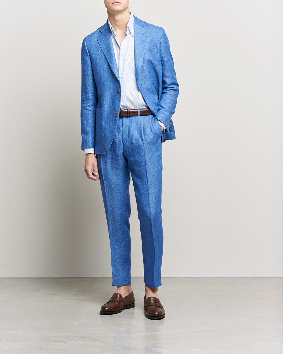 Herre | Dressjakker | Oscar Jacobson | Ferry Soft Patch Pocket Linen Blazer Light Blue